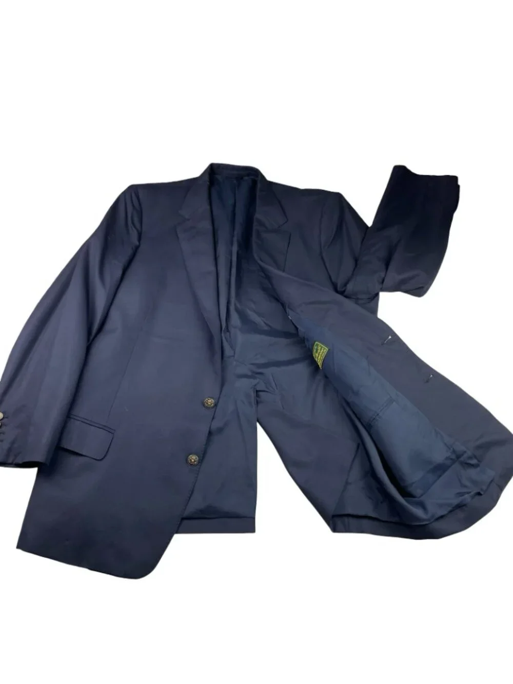 Bespoke x Loro Piana Men's 100% Wool Metal Buttons 2-Button Blazer Navy • 46R